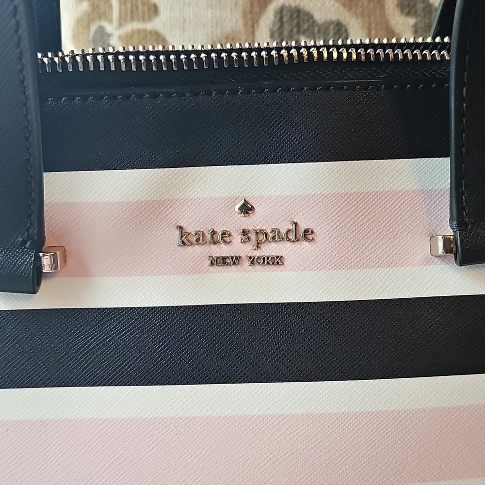 Kate Spade Black and Pink Striped Satchel - Picture 2 of 5